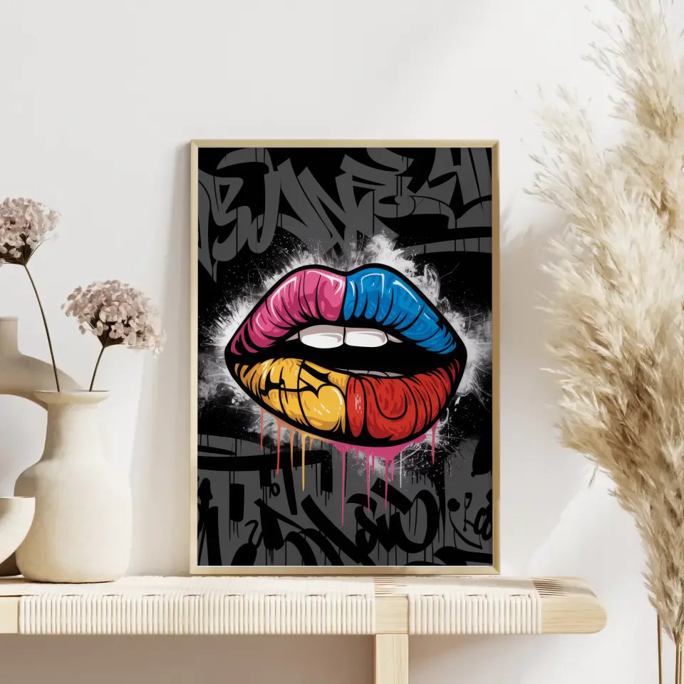 Kreativer Poster mit urbanen Lippen im Graffiti Stil 4