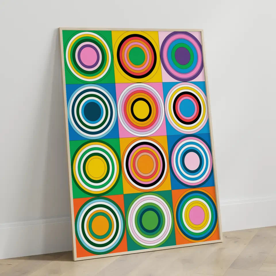 Farbige Kunst Poster mit Kreisen und Mustern in Harmonie 3