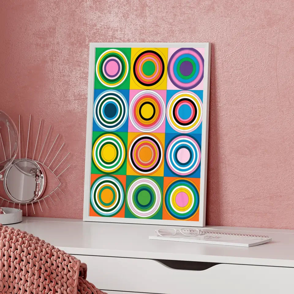 Farbige Kunst Poster mit Kreisen und Mustern in Harmonie 5