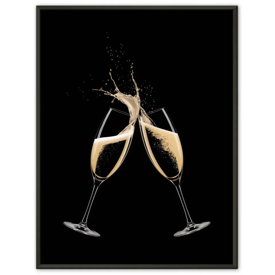 Elegante Poster mit Champagnergläsern und Spritzern 1