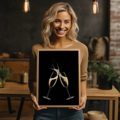 Elegante Poster mit Champagnergläsern und Spritzern 2