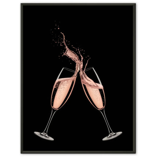 Elegante Champagnergläser Poster mit spritzigem Design im Schwarz 1