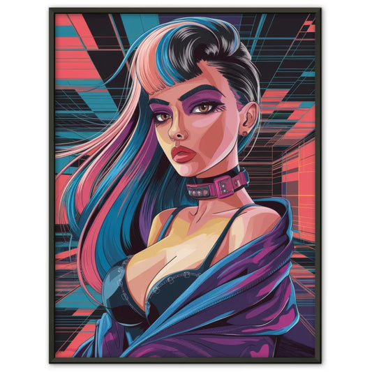 Futuristisches Poster einer Frau im Cyberpunk Stil 1