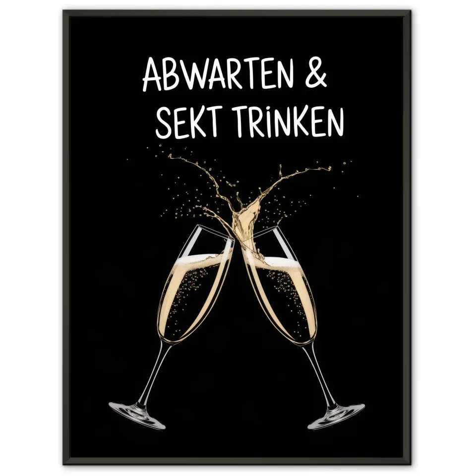 Eleganter Poster mit Champagnergläsern und Spritzmotiv für Genussliebhaber 1