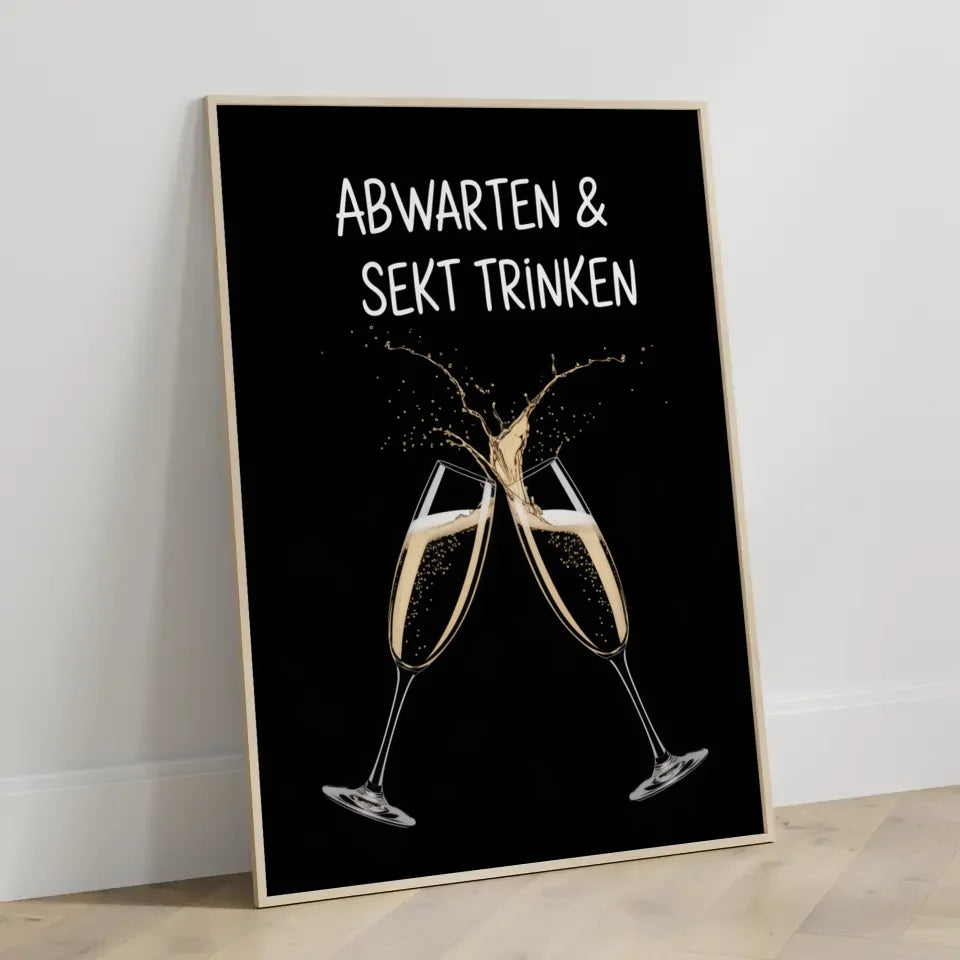 Eleganter Poster mit Champagnergläsern und Spritzmotiv für Genussliebhaber 3
