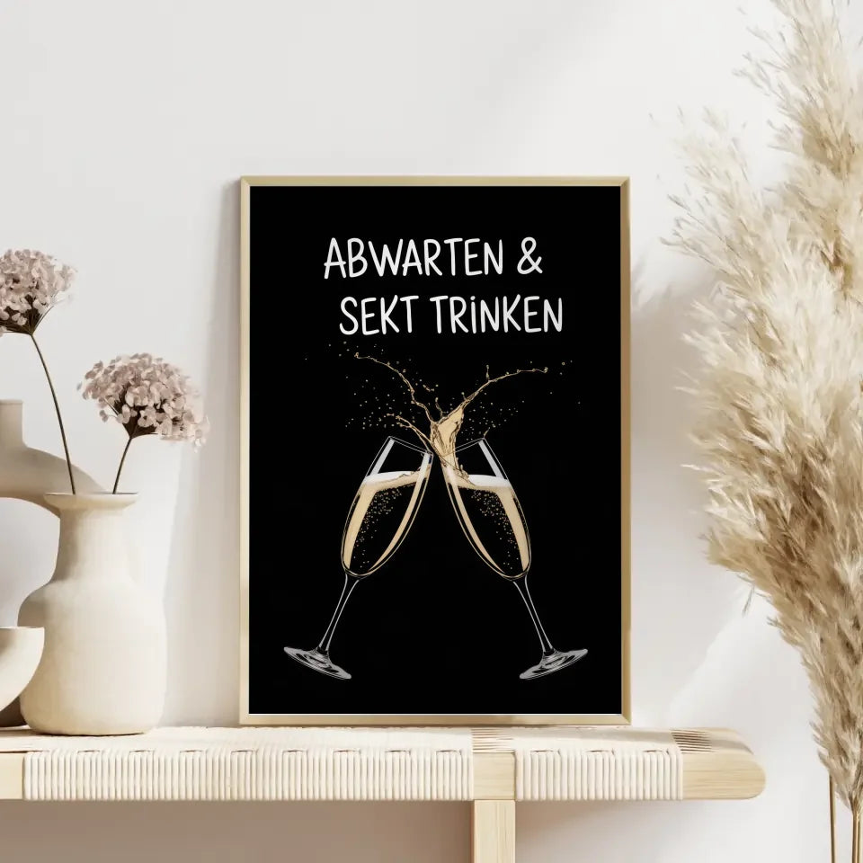 Eleganter Poster mit Champagnergläsern und Spritzmotiv für Genussliebhaber 4
