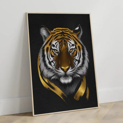 Künstlerischer Tiger Poster vor schwarzem Hintergrund