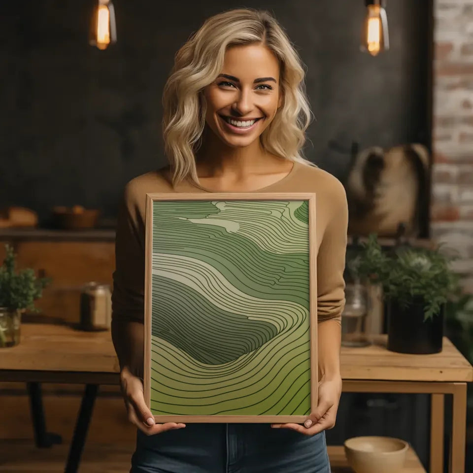 Abstraktes Poster mit sanften Hügelmotiven