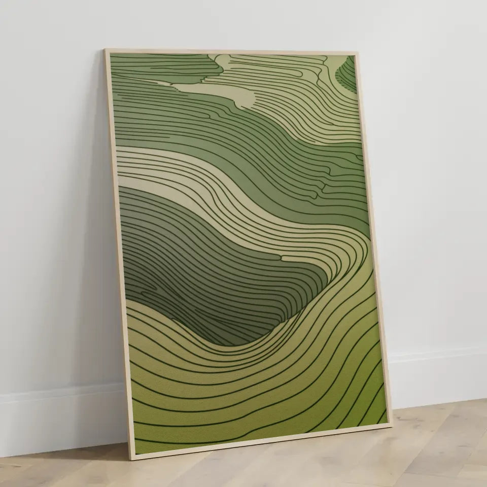 Abstraktes Poster mit sanften Hügelmotiven