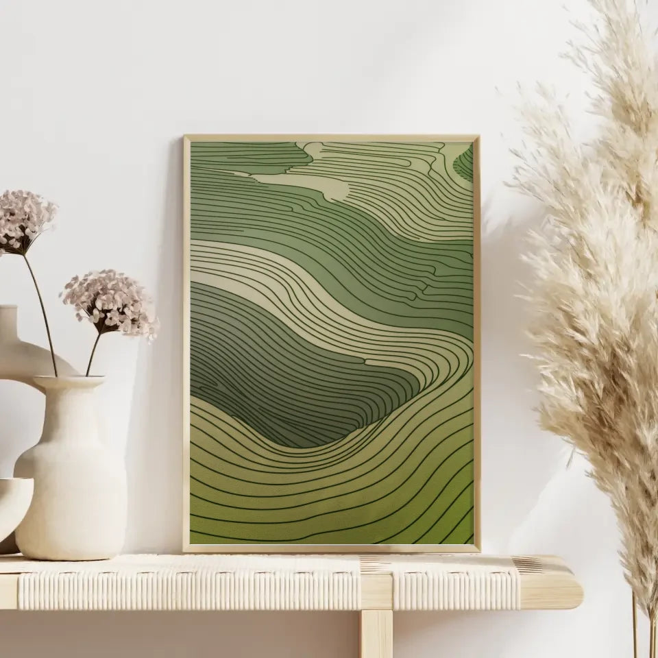 Abstraktes Poster mit sanften Hügelmotiven