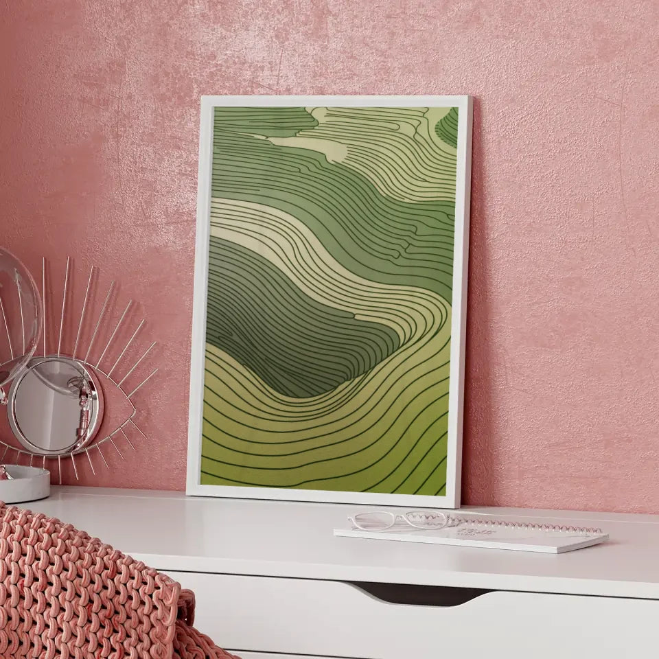 Abstraktes Poster mit sanften Hügelmotiven