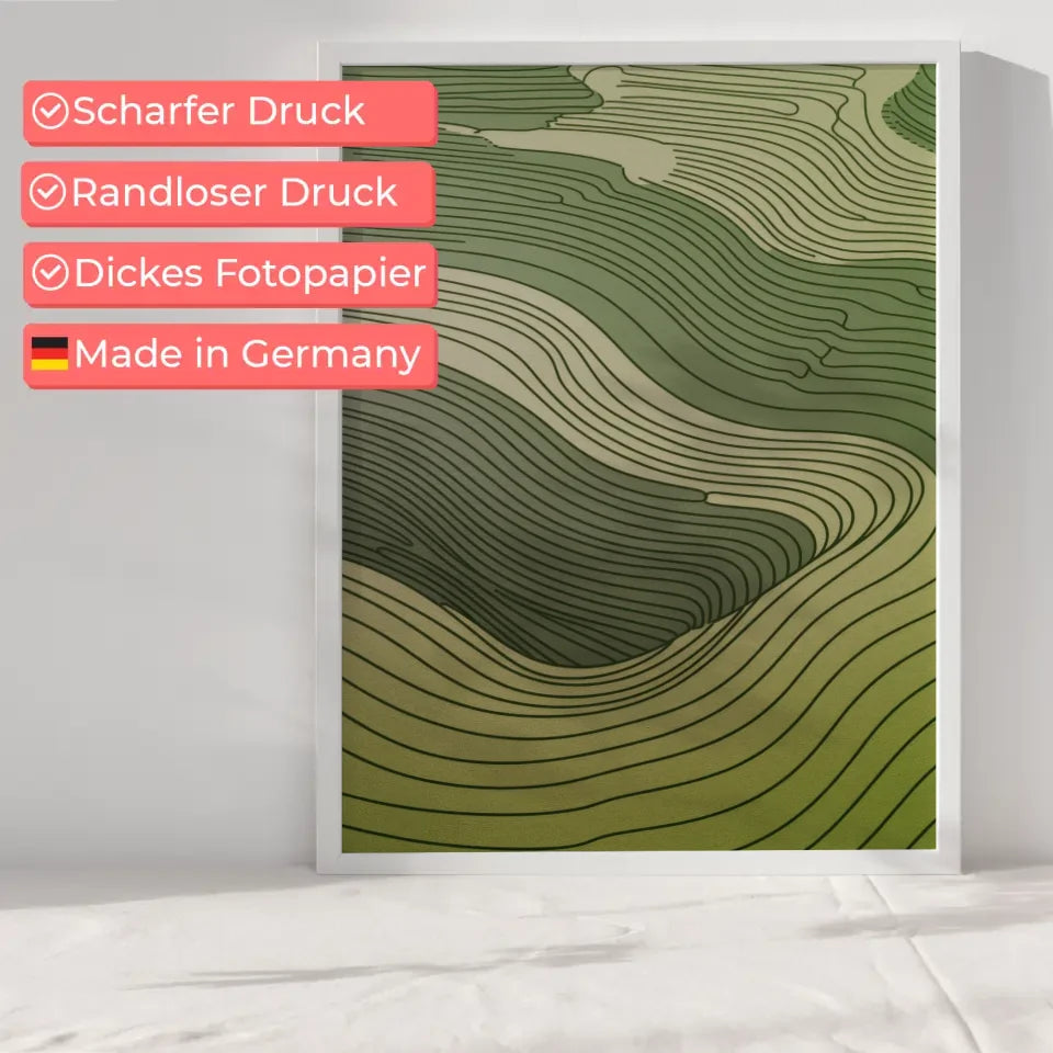 Abstraktes Poster mit sanften Hügelmotiven
