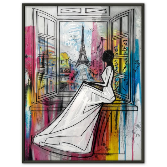 Minimalistisches Poster Paris mit Eiffelturm und Aquarell