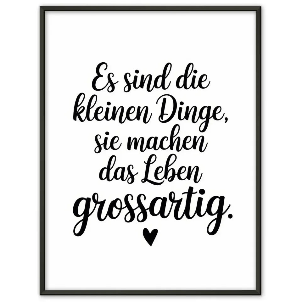 Kreativer Poster mit Zitat über die kleinen Dinge