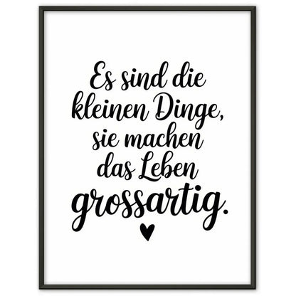 Kreativer Poster mit Zitat über die kleinen Dinge