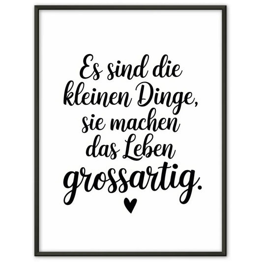Kreativer Poster mit Zitat über die kleinen Dinge
