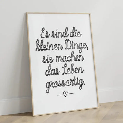 Poster mit Zitat kleine Dinge im Leben großartig