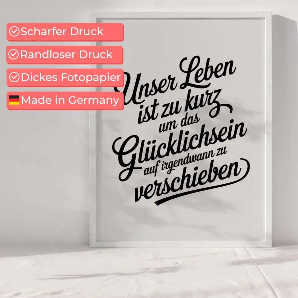 Poster mit elegantem Spruch zum Glücklichsein