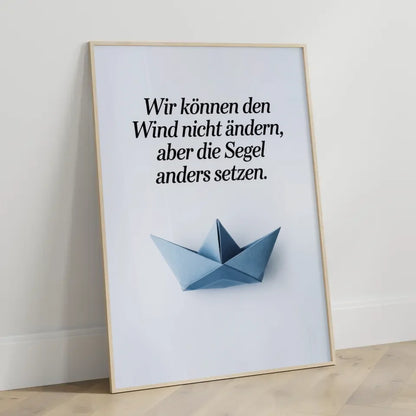 Origami Poster mit Boot und inspirierendem Zitat für dein Zuhause