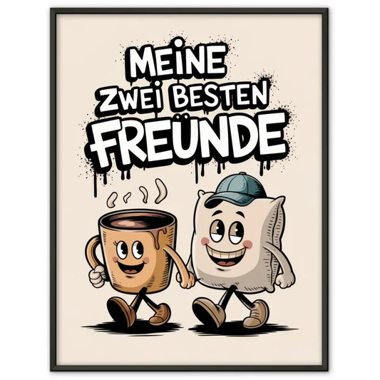 Kaffeetasse und Kissen Poster Freude erleben