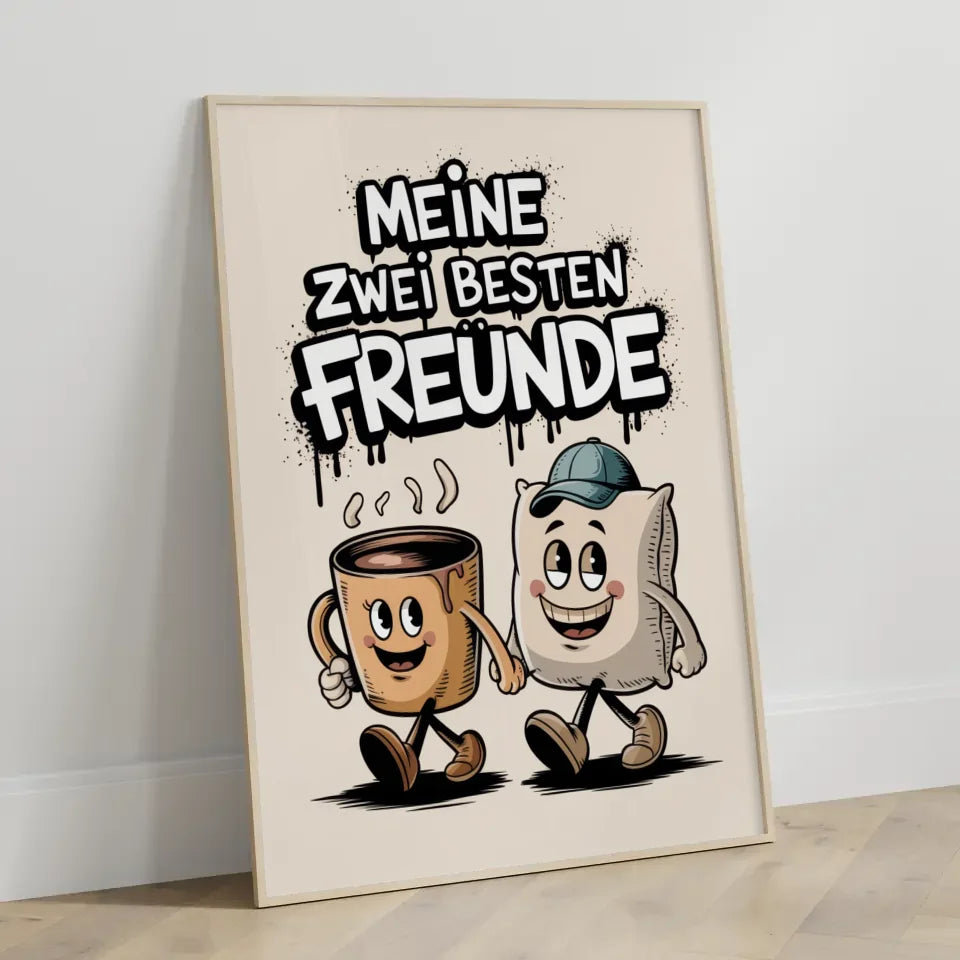 Kaffeetasse und Kissen Poster Freude erleben