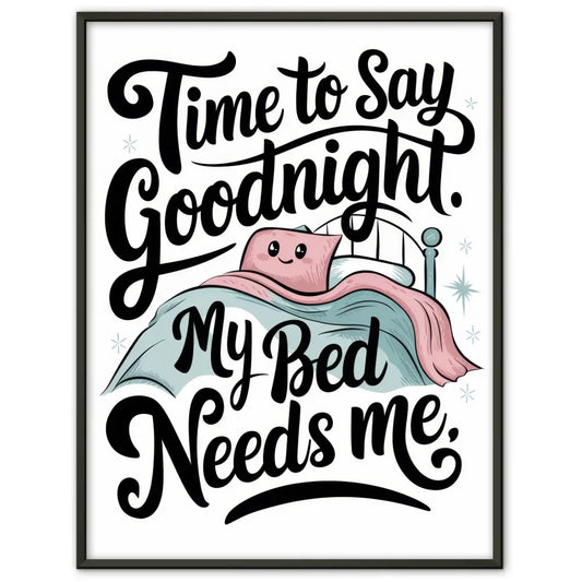 Kreatives Poster mit Bett und lächelndem Kissen