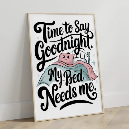 Kreatives Poster mit Bett und lächelndem Kissen