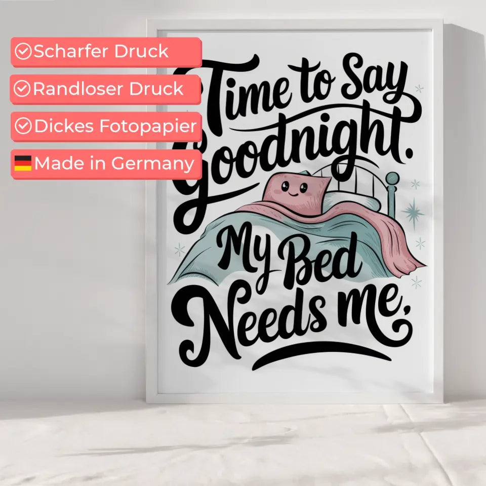 Kreatives Poster mit Bett und lächelndem Kissen
