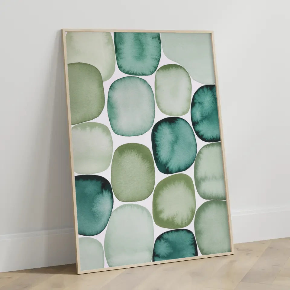 Abstraktes Aquarell Poster in Grün und Blau für dein Zuhause