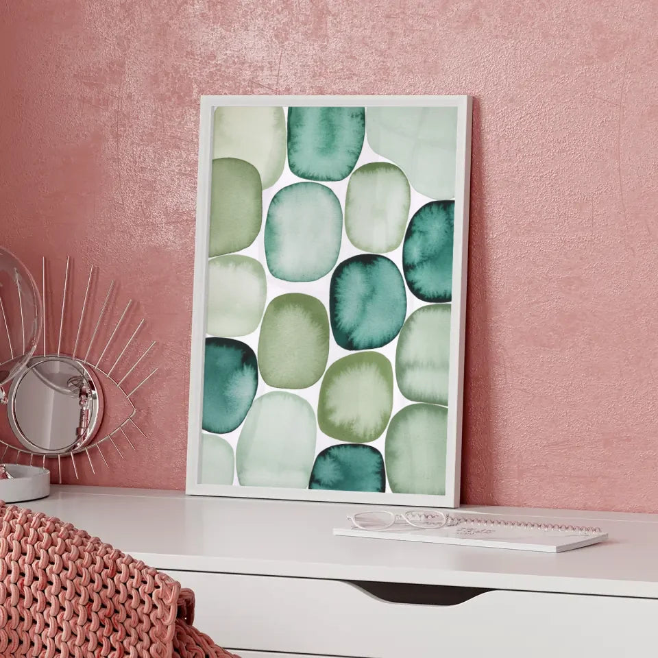 Abstraktes Aquarell Poster in Grün und Blau für dein Zuhause
