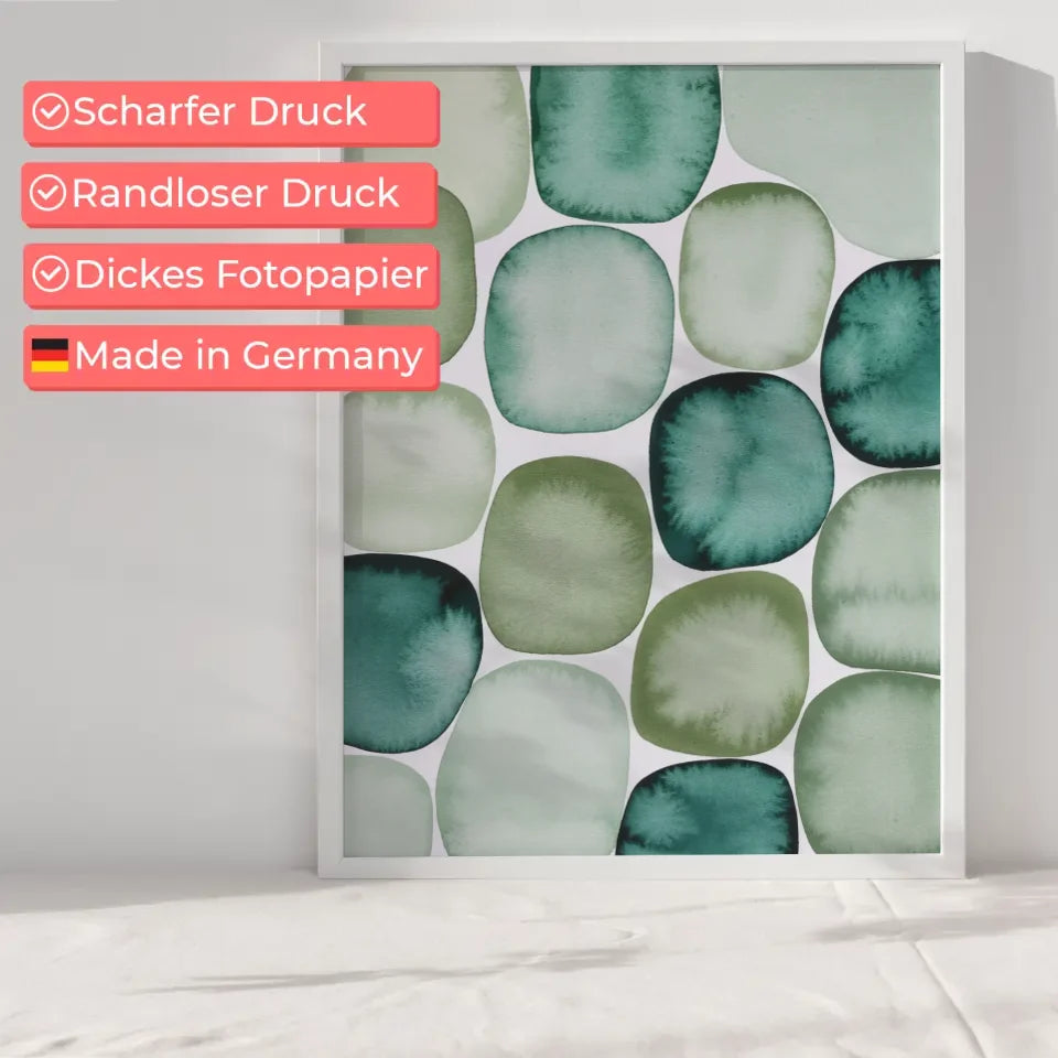 Abstraktes Aquarell Poster in Grün und Blau für dein Zuhause
