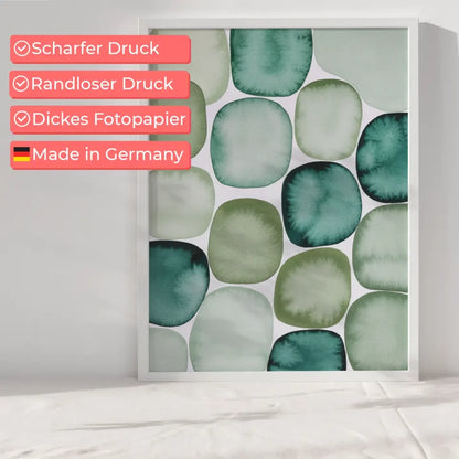 Abstraktes Aquarell Poster in Grün und Blau für dein Zuhause