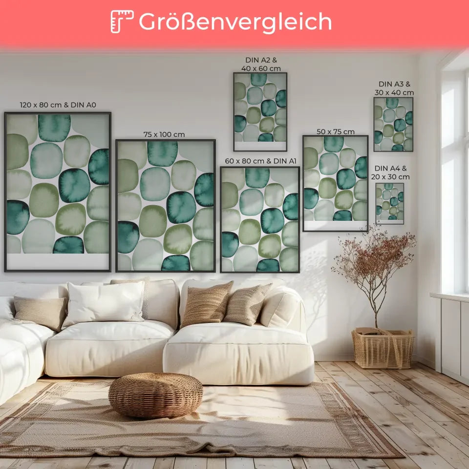 Abstraktes Aquarell Poster in Grün und Blau für dein Zuhause
