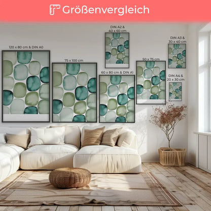 Abstraktes Aquarell Poster in Grün und Blau für dein Zuhause