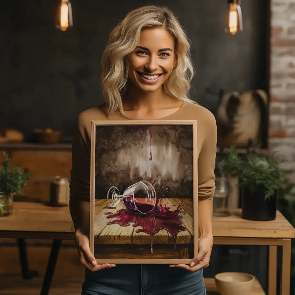 Avantgardistisches Poster mit leuchtend roten Lippen und Luxusakzenten