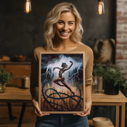 Abstrakter Radfahrer Poster für modernes Wohnzimmerdeko