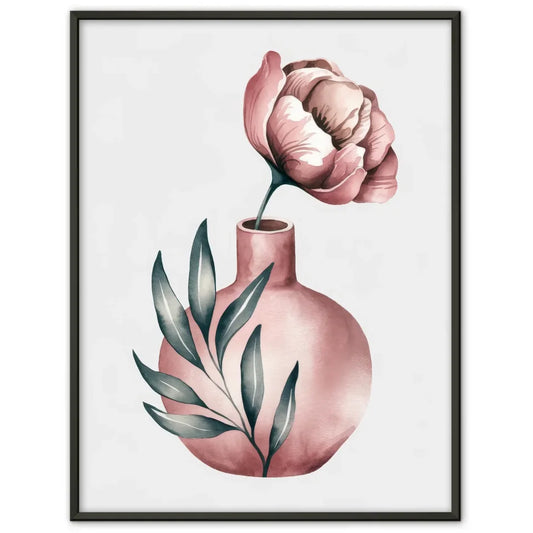 Minimalistische Aquarellillustration Poster mit rosa Blume in Vase