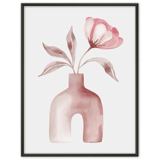 Minimalistische Tonvase mit rosa Blume Poster für stilvolle Räume