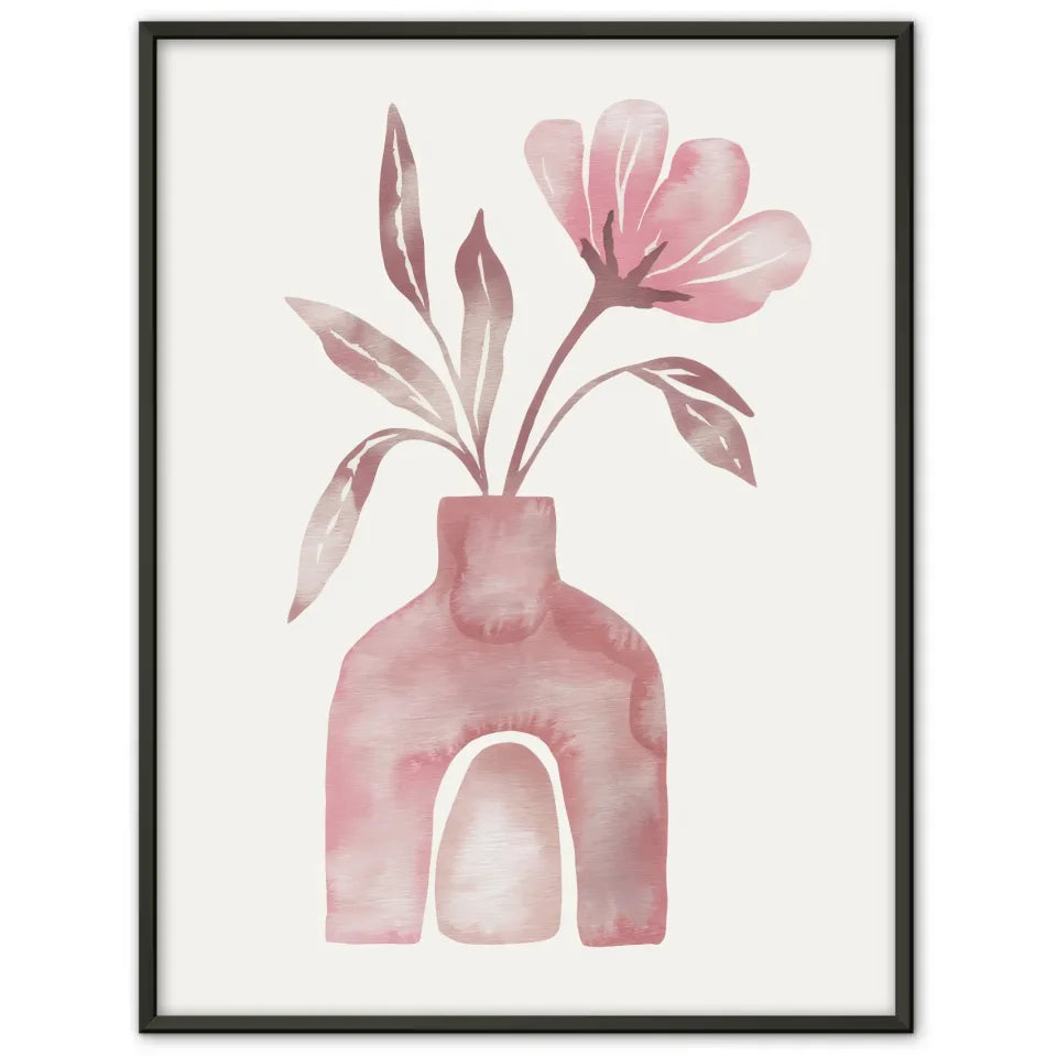Minimalistische Vase mit Blume Poster Aquarell