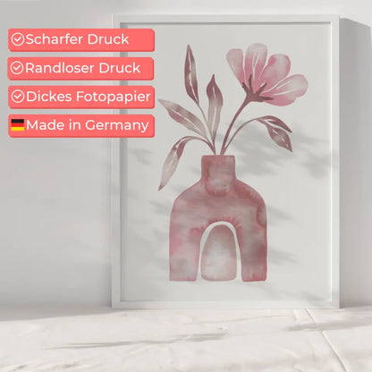 Minimalistische Vase mit Blume Poster Aquarell