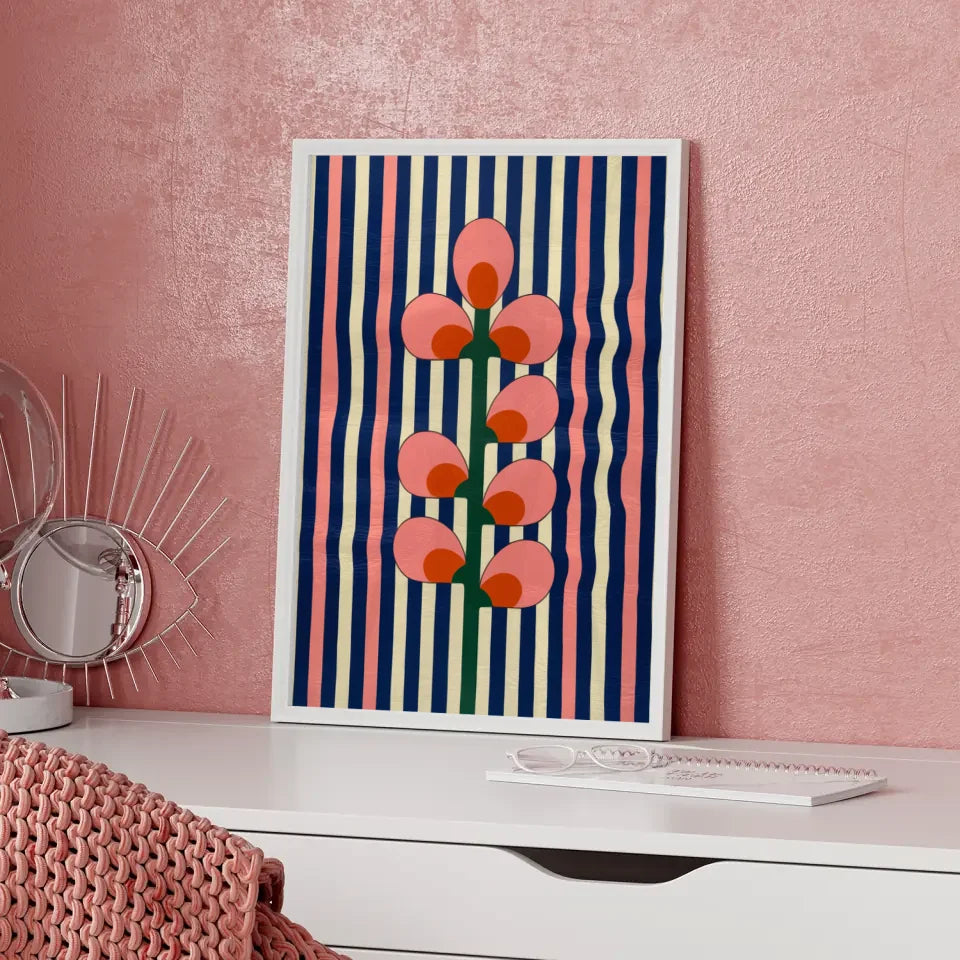 Poster mit stilisierter Blume in modernem Design für jeden Raum