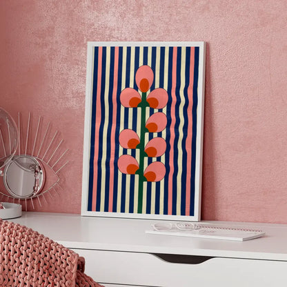 Poster mit stilisierter Blume in modernem Design für jeden Raum