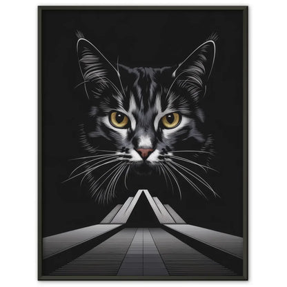 Abstraktes Poster mit Katzenkunst in Schwarz Weiß