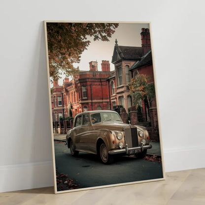 Vintage Poster Englische Dorfstraße mit Oldtimer