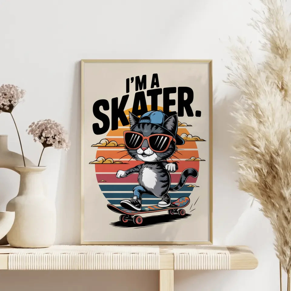 Vintage Katze Skateboard Poster mit coolem Design