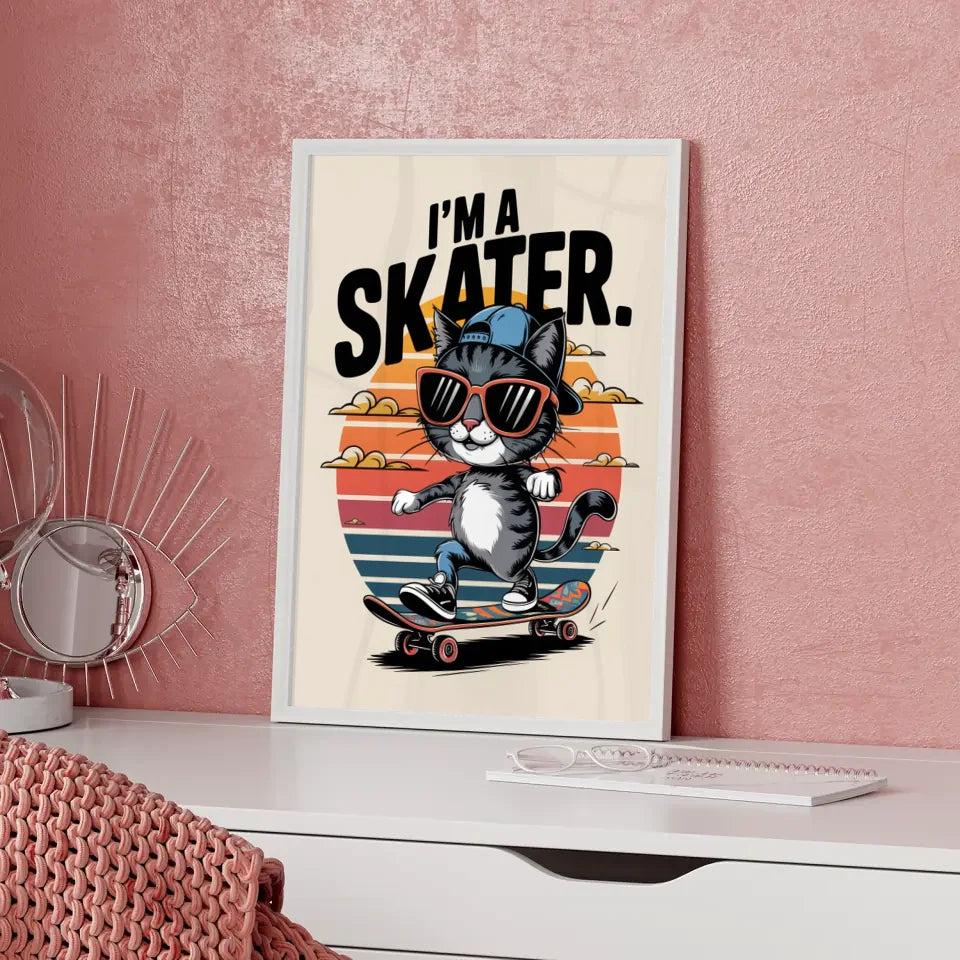 Vintage Katze Skateboard Poster mit coolem Design