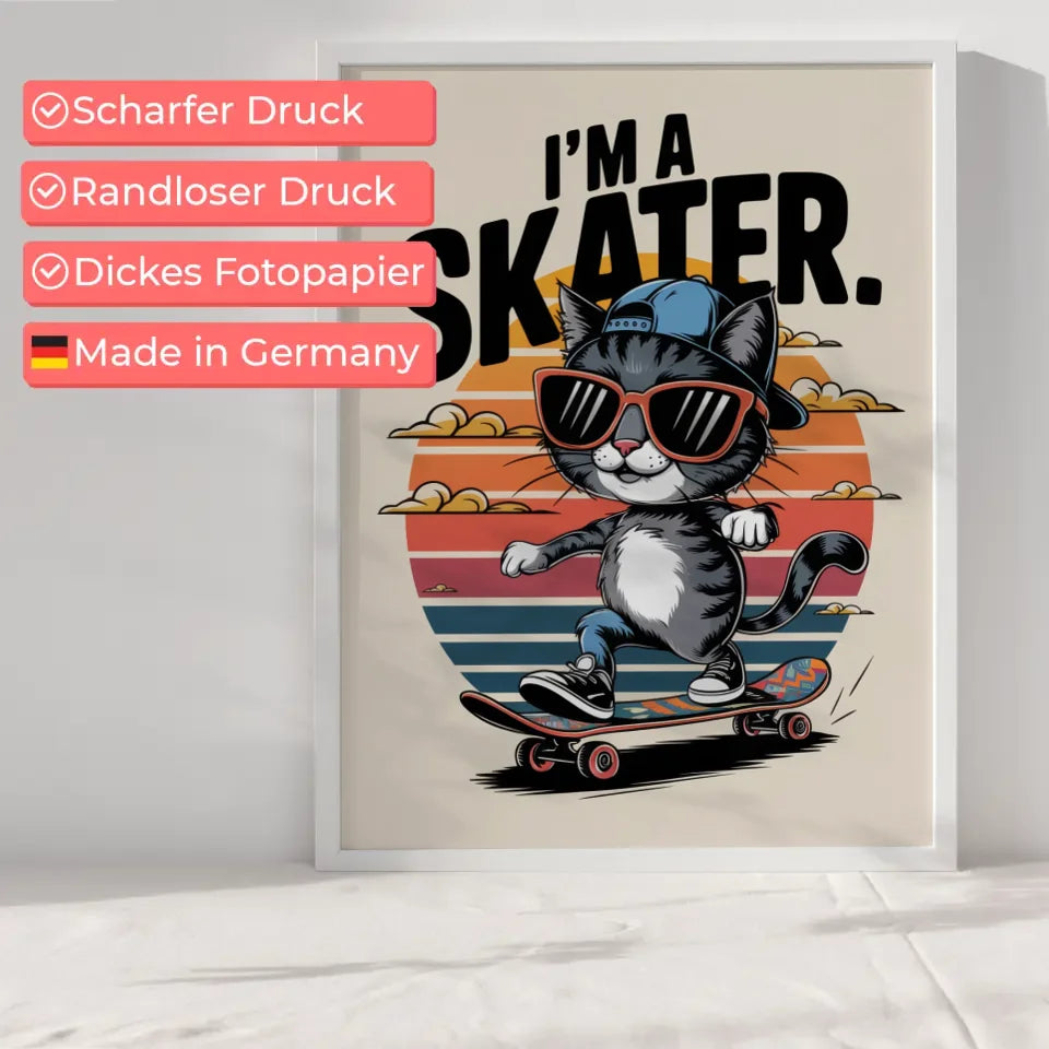 Vintage Katze Skateboard Poster mit coolem Design