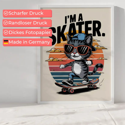 Vintage Katze Skateboard Poster mit coolem Design