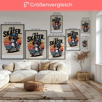 Vintage Katze Skateboard Poster mit coolem Design