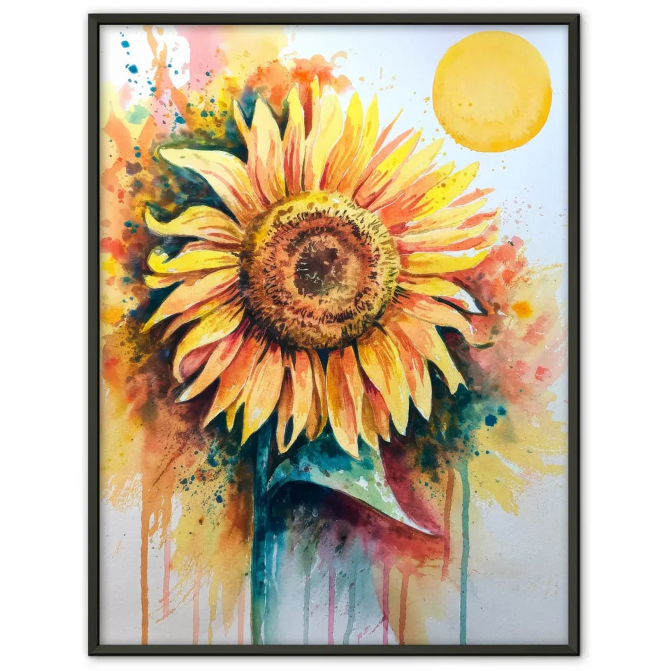 Aquarell Poster Sonnenblume bunte Farben Kunst